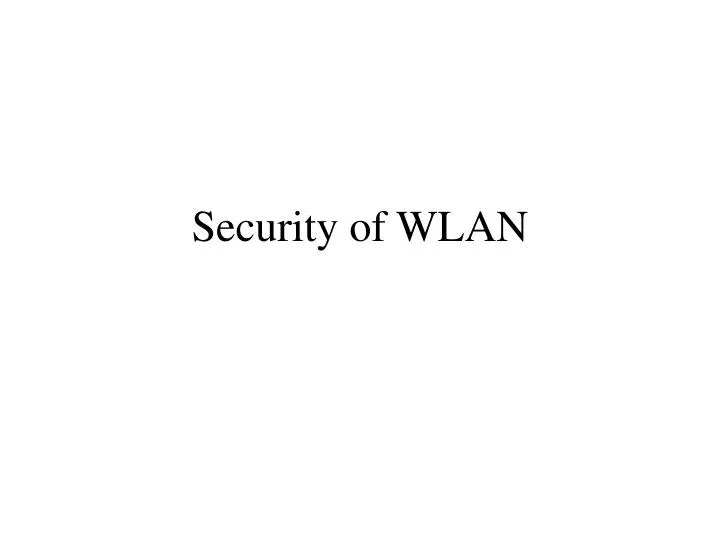 security of wlan