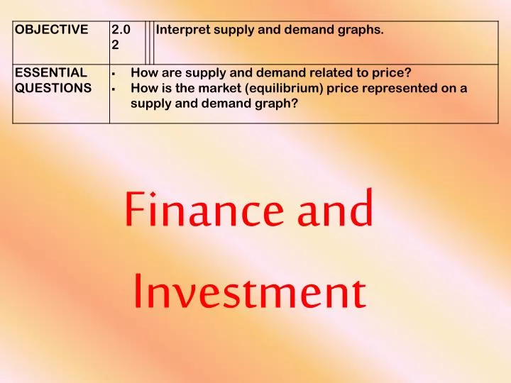 finance and investment