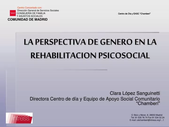 la perspectiva de genero en la rehabilitacion psicosocial