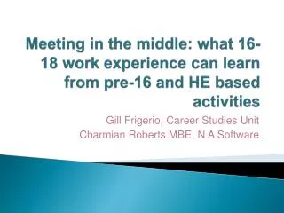 Meeting in the middle: what 16-18 work experience can learn from pre-16 and HE based activities