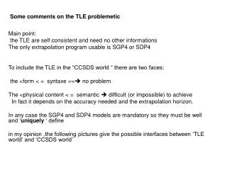 Some comments on the TLE problemetic Main point: