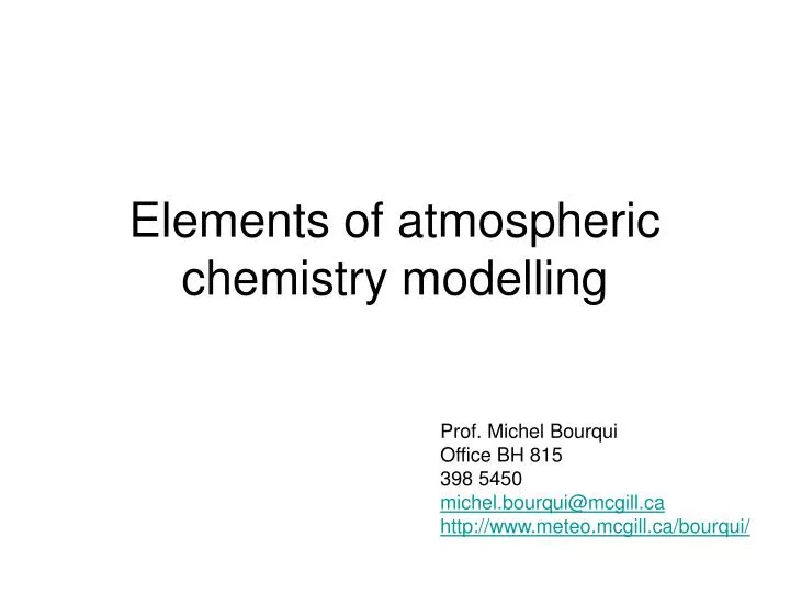 elements of atmospheric chemistry modelling