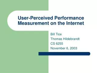 User-Perceived Performance Measurement on the Internet