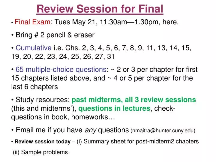 review session for final