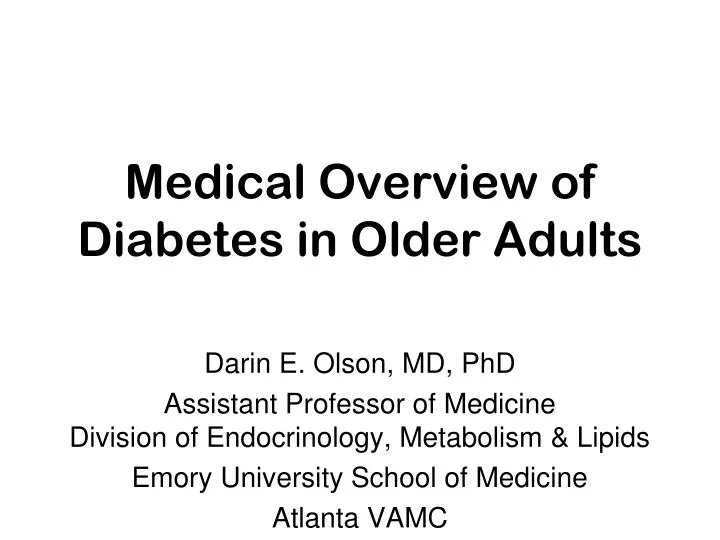 medical overview of diabetes in older adults