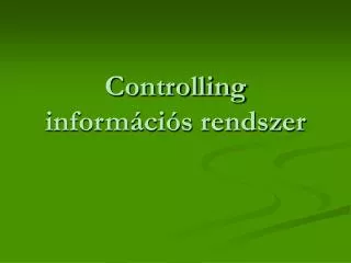 controlling inform ci s rendszer