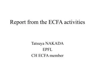 Report from the ECFA activities