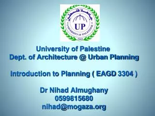 INTRODUCTION TO PLANNING ( EAGD 3304 )