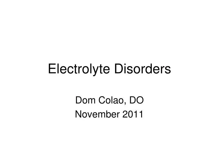 electrolyte disorders