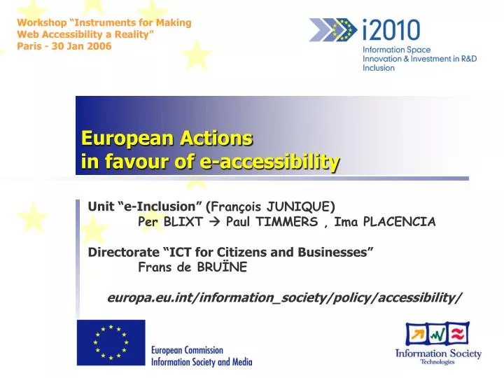 european actions in favour of e accessibility