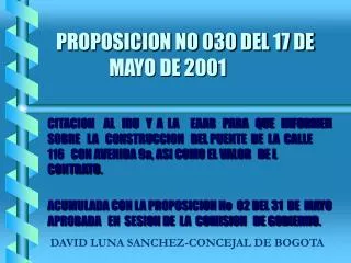proposicion no 030 del 17 de mayo de 2001
