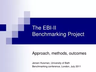 The EBI-II Benchmarking Project