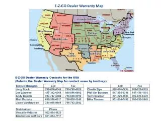 E-Z-GO Dealer Warranty Map