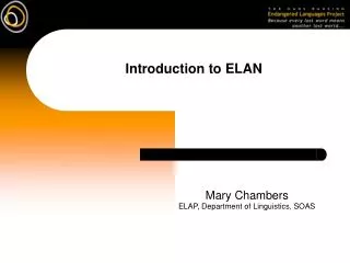 Introduction to ELAN