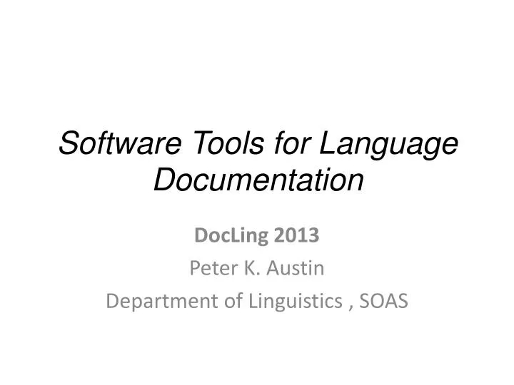 software tools for language documentation