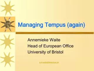 Managing Tempus (again)