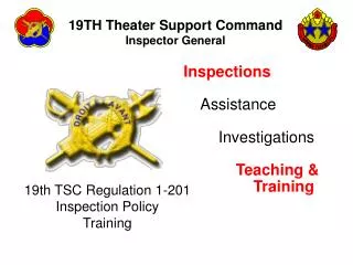 Inspections Assistance Investigations Teaching &amp; Training