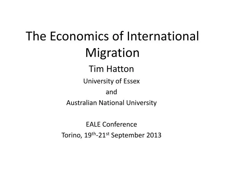 the economics of international migration