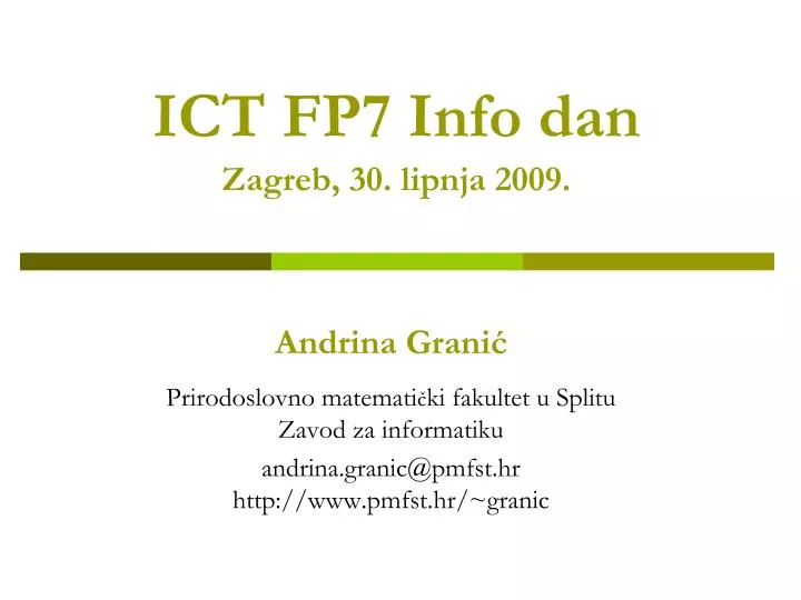 ict fp7 info dan zagreb 30 lipnja 2009