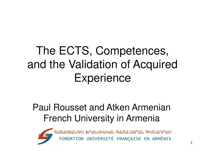 the ects competences and the validation of acquired experience