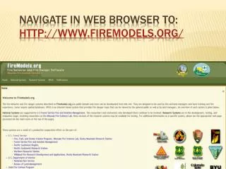 Navigate in web browser to: firemodels/