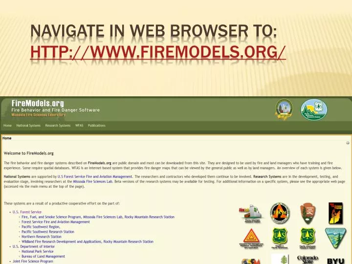 navigate in web browser to http www firemodels org