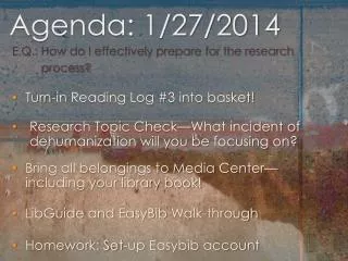 Agenda: 1/27/2014