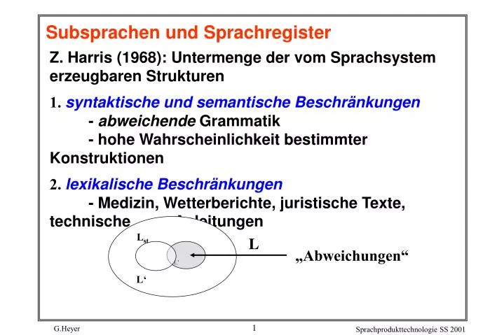 subsprachen und sprachregister