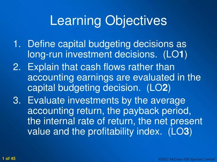 learning objectives