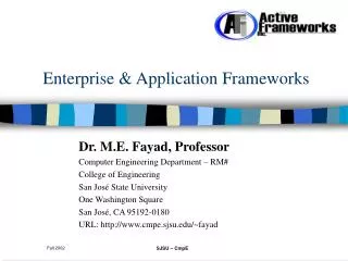 Enterprise &amp; Application Frameworks
