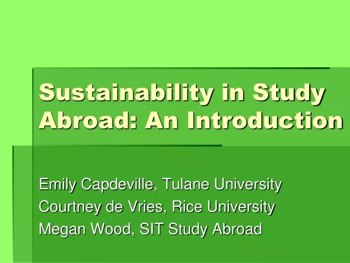 sustainability in study abroad an introduction