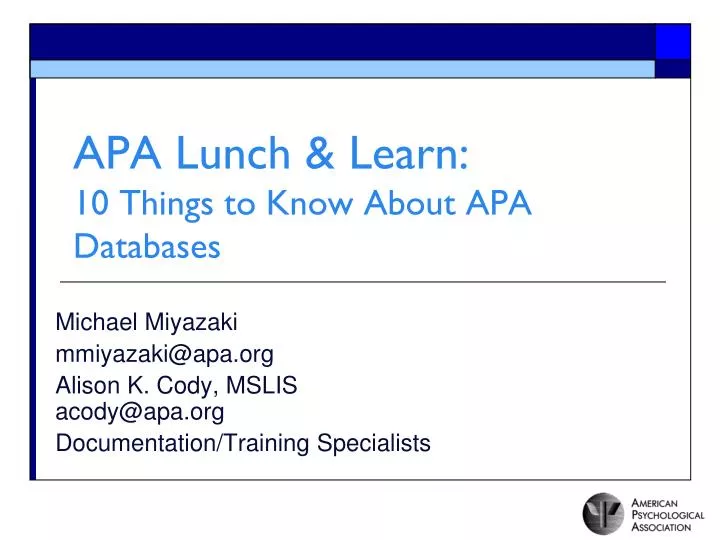 apa lunch learn 10 things to know about apa databases