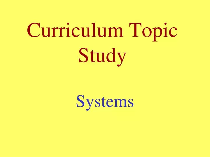 curriculum topic study