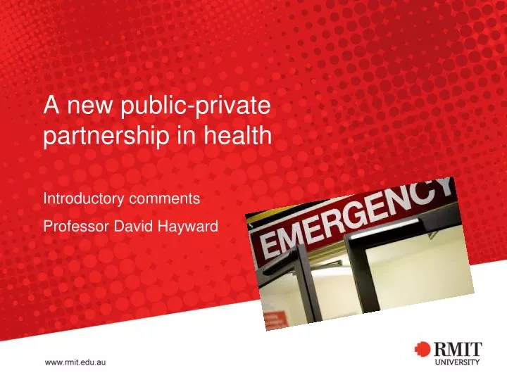 a new public private partnership in health