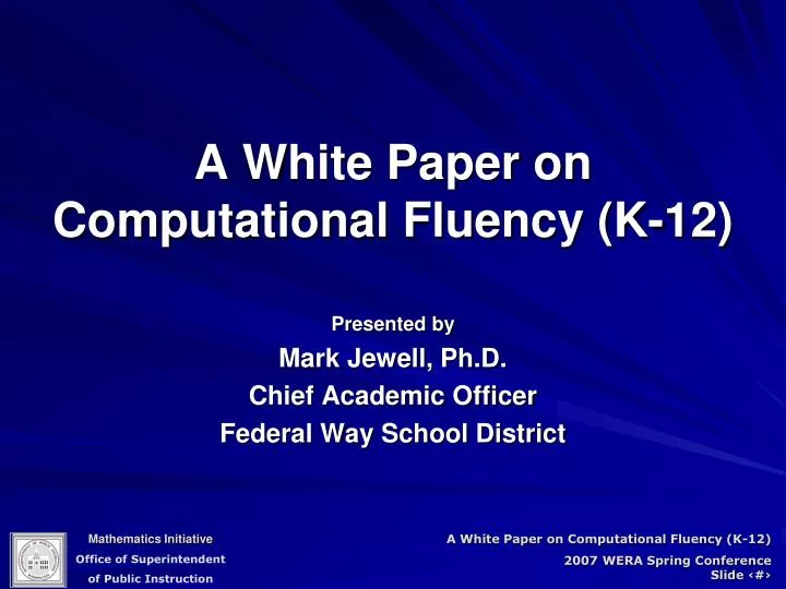 a white paper on computational fluency k 12
