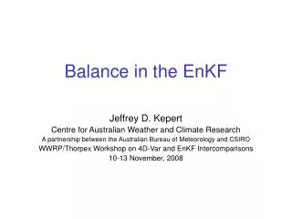 Balance in the EnKF