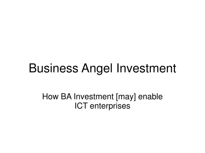 business angel investment