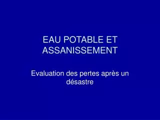 eau potable et assanissement