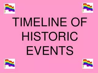 TIMELINE OF HISTORIC EVENTS