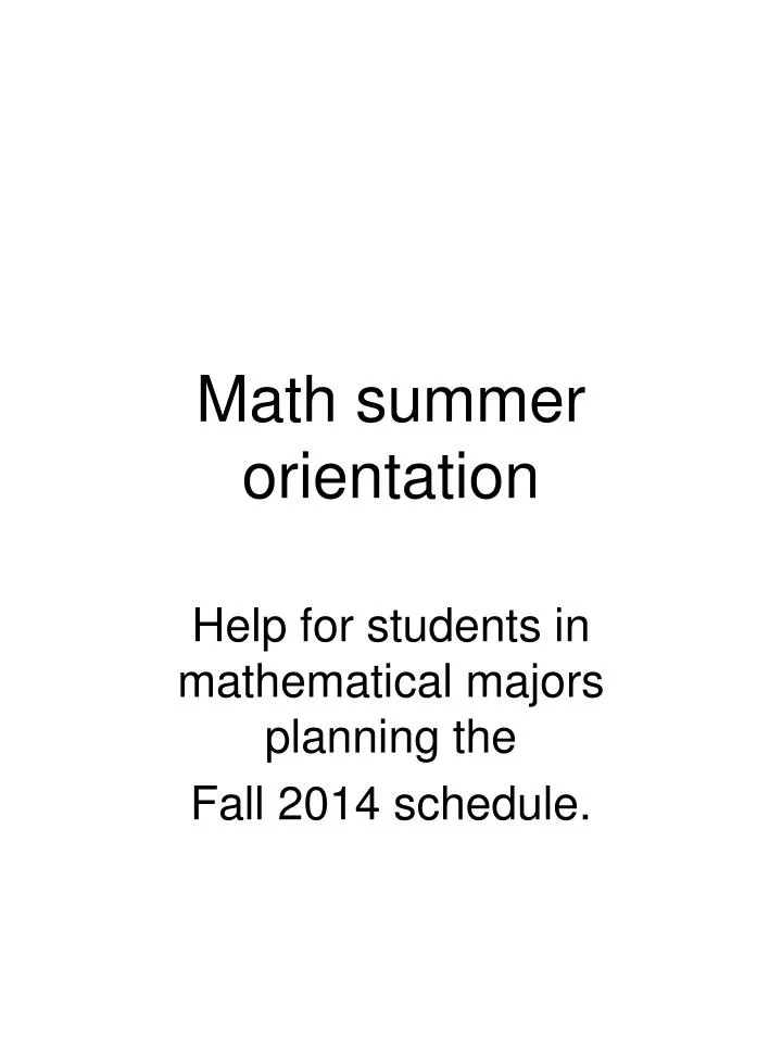 math summer orientation