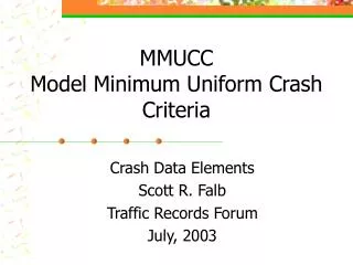 MMUCC Model Minimum Uniform Crash Criteria