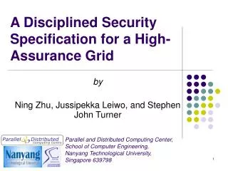 A Disciplined Security Specification for a High-Assurance Grid