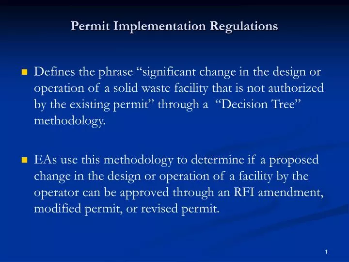 permit implementation regulations