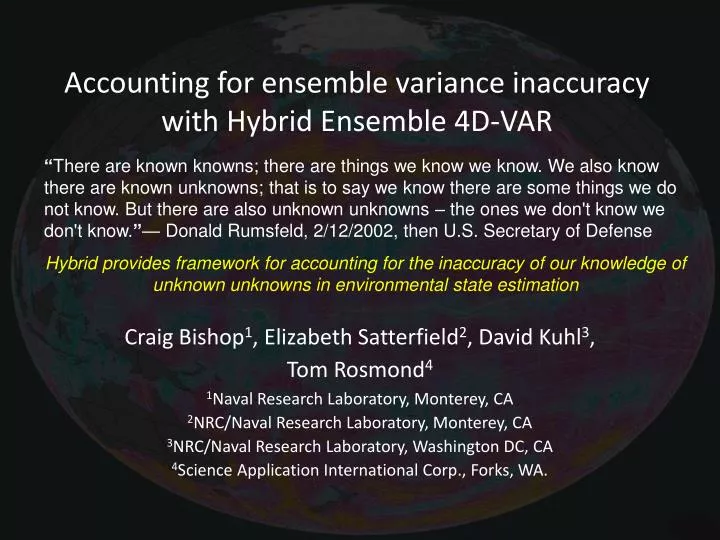 accounting for ensemble variance inaccuracy with hybrid ensemble 4d var