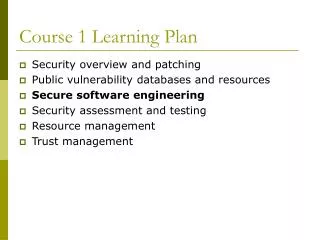 Course 1 Learning Plan