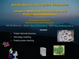 Content Protein fold and structure Homology modeling Protein-protein docking