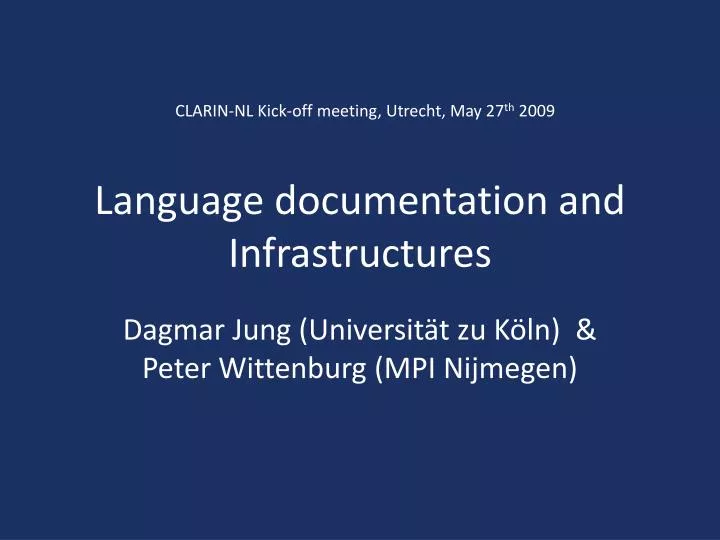 language documentation and infrastructures