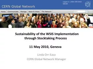 Linda Orr- Easo CERN Global Network Manager