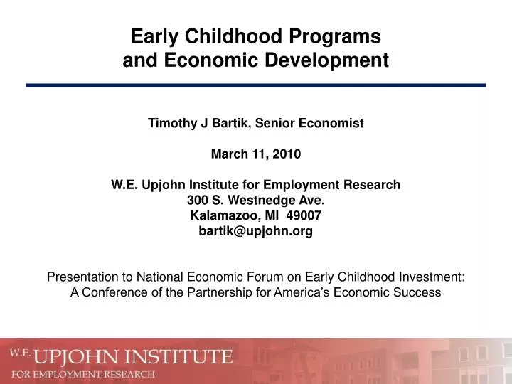 early childhood programs and economic development