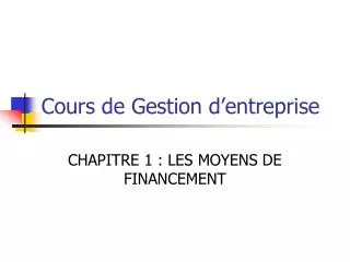 cours de gestion d entreprise